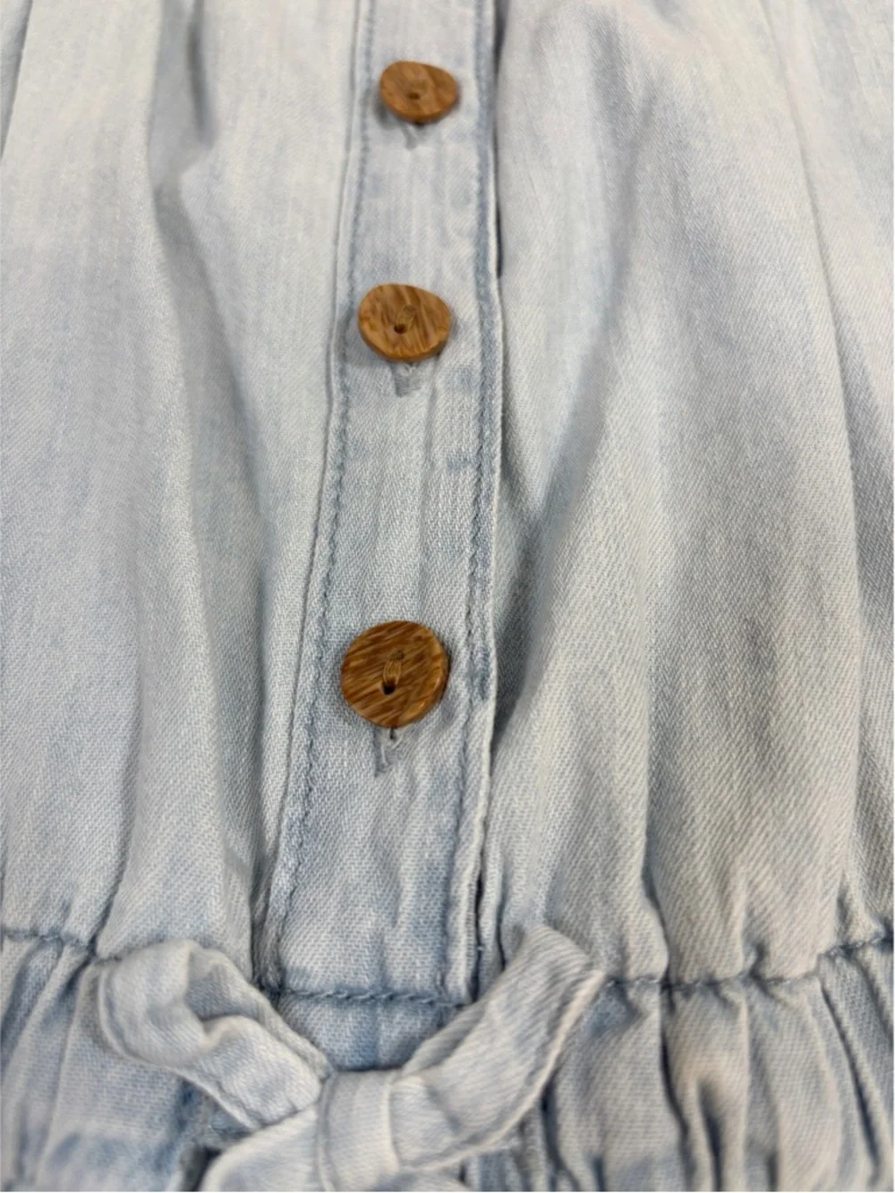 Gap girls sleeveless chambray Romper‎ with Button Front light blue